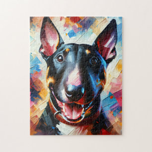 Miniatur Bull Terrier   Schwarz   Hund Acryl Druck Puzzle