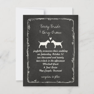 Miniatur Bull Terrier Silhouetten Hochzeit Einladung