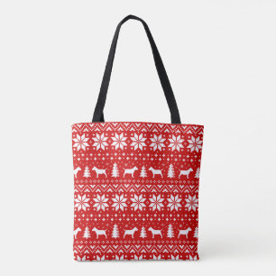 Miniatur Bull Terrier Weihnachtsmuster Rot Tasche