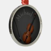 Miniatur Cello & Bogen Inside Personalisiert Ornament Aus Metall (Rechts)