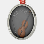 Miniatur Cello & Bogen Inside Personalisiert Ornament Aus Metall (Links)