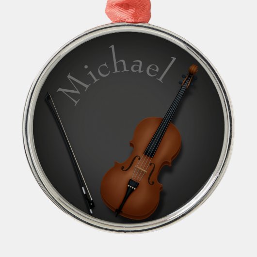 Miniatur Cello & Bogen Inside Personalisiert Ornament Aus Metall (Vorne)