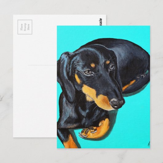 Miniatur-Dackel Postkarte (Vorne/Hinten)