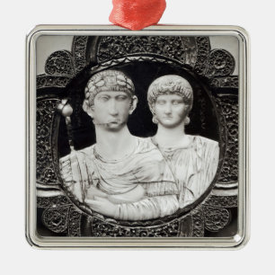 Miniatur, die Kaiser Honorius und seine Ehefrau Silbernes Ornament