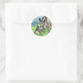 Miniatur-Donkey-Mama und Baby-Aquarell-Kunst Runder Aufkleber (Tasche)