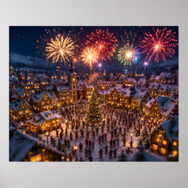 Miniatur-Feuerwerk am Heiligen Abend Poster