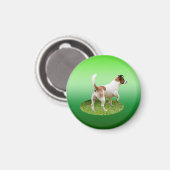 Miniatur Fox Terrier Alert, Kühlschrankmagnet (Vorderseite/Rückseite)