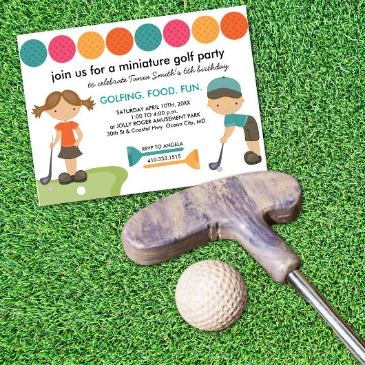 Miniatur Golf Geburtstagsparty Einladungen für Kin