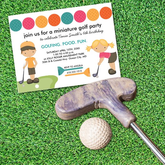 Miniatur Golf Geburtstagsparty Einladungen für Kin