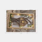 Miniatur-Holzhäuschen-Rahmenkunst-Fliesblanket Fleecedecke (Vorderseite (Horizontal))