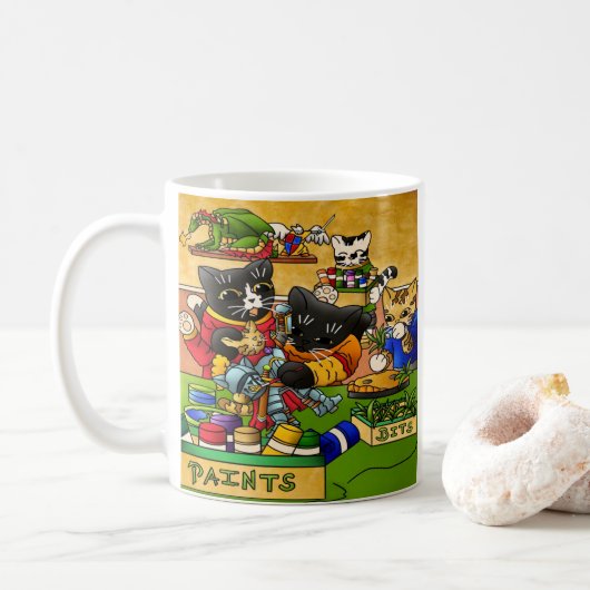 Miniatur Katzenkatze Modellmalerei Katzen Kaffeetasse (Mit Donut)