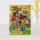 Miniatur Katzenkatze Modellmalerei Katzen Karte (Gelbe Blume)