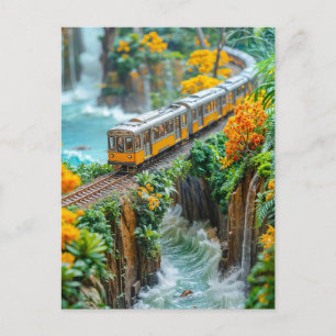 Miniatur-Monorail überquert Fantasy-Canyon Feiertagspostkarte