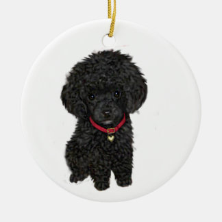 Miniatur- oder Spielzeugpoodle - Schwarz 1 Keramik Ornament