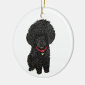 Miniatur- oder Spielzeugpoodle - Schwarz 1 Keramik Ornament (Links)