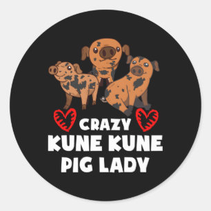 Miniatur Pig Kune Pig Owner Kunekune Schweinefleis Runder Aufkleber