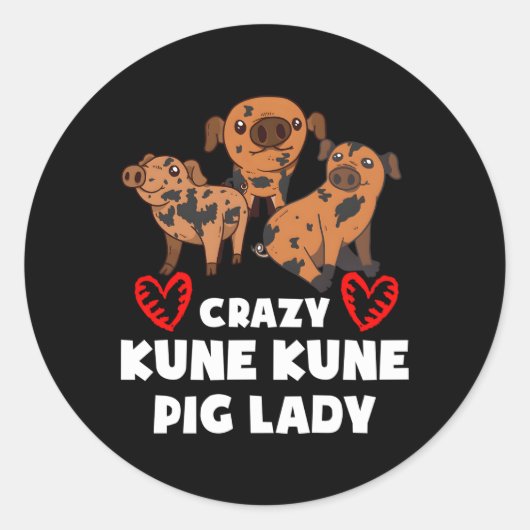 Miniatur Pig Kune Pig Owner Kunekune Schweinefleis Runder Aufkleber (Vorderseite)
