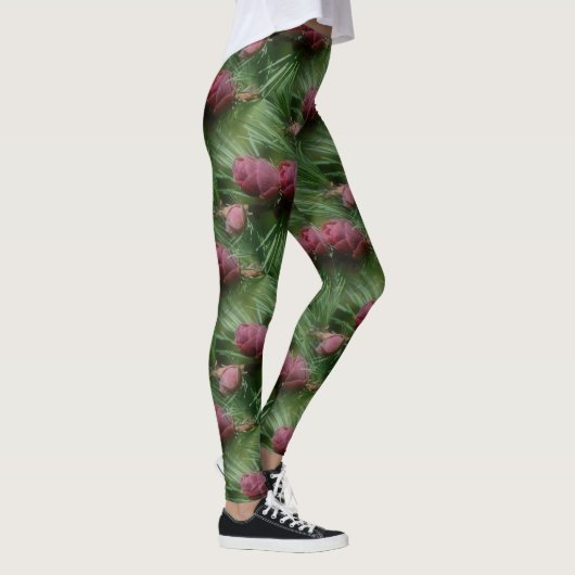 Miniatur Pine Cones Nattern Muster Leggings (Rechts)
