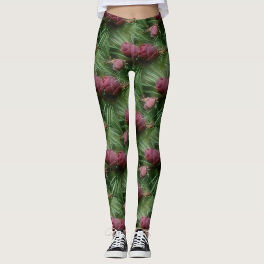 Miniatur Pine Cones Nattern Muster Leggings (Vorderseite)