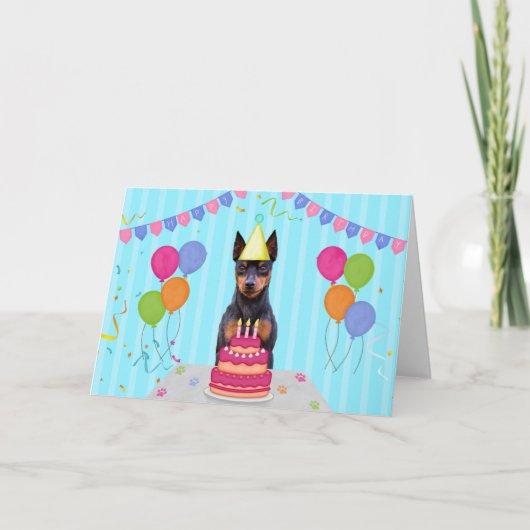 Miniatur Pinscher Birthday Holiday Card Karte (Vorderseite)