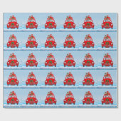 Miniatur Pinscher Hund in Auto mit dem Weihnachtsm Geschenkpapier (Flach)