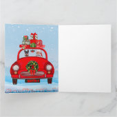 Miniatur Pinscher Hund in Auto mit dem Weihnachtsm Karte (Innenseite)