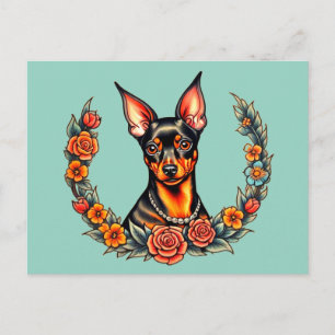 Miniatur Pinscher Hund Kunst Postkarte