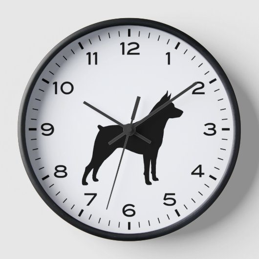 Miniatur Pinscher Hund Silhouette MinPin Uhr (Vorderseite)