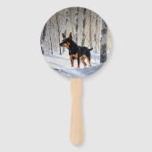 Miniatur Pinscher lassen es Schnee Weihnachten Fächer (Rückseite)