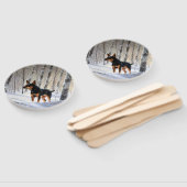 Miniatur Pinscher lassen es Schnee Weihnachten Fächer (Non-assembled)