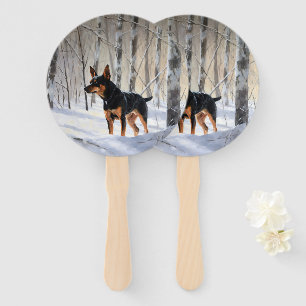 Miniatur Pinscher lassen es Schnee Weihnachten Fächer