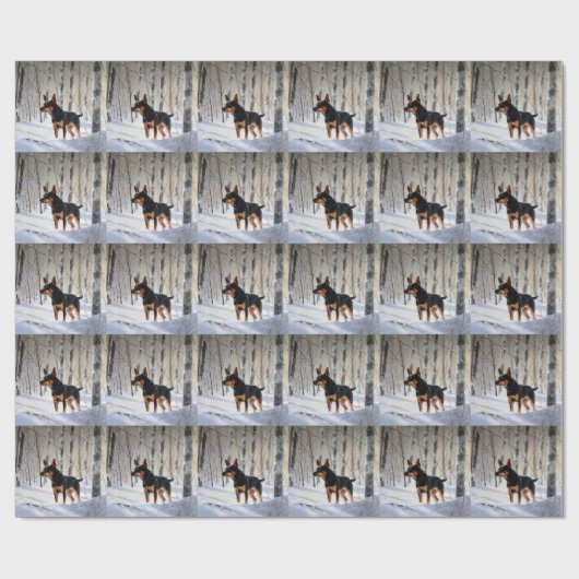 Miniatur Pinscher lassen es Schnee Weihnachten Geschenkpapier (Flach)