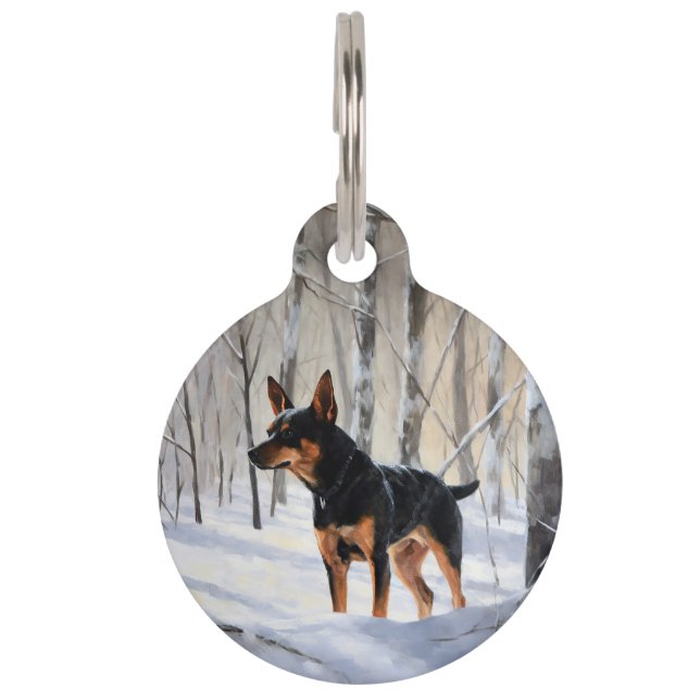 Miniatur Pinscher lassen es Schnee Weihnachten Haustiermarke (Vorderseite)