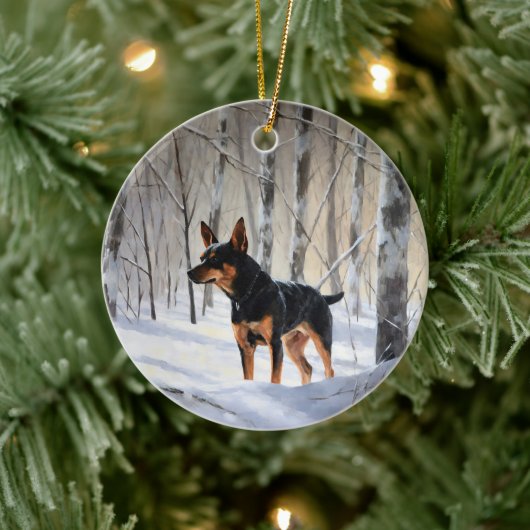 Miniatur Pinscher lassen es Schnee Weihnachten Keramik Ornament (Baum)
