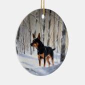 Miniatur Pinscher lassen es Schnee Weihnachten Keramik Ornament (Rechts)