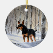 Miniatur Pinscher lassen es Schnee Weihnachten Keramik Ornament (Vorne)