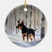 Miniatur Pinscher lassen es Schnee Weihnachten Keramik Ornament (Hinten)