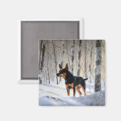 Miniatur Pinscher lassen es Schnee Weihnachten Magnet (Vorderseite/Rückseite)