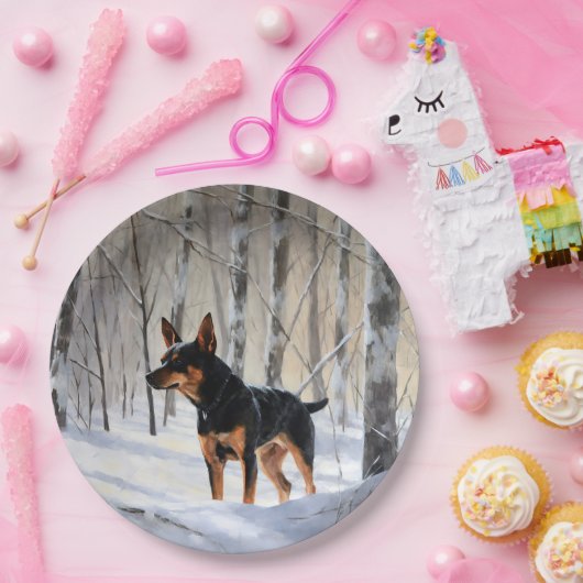 Miniatur Pinscher lassen es Schnee Weihnachten Pappteller (Party)