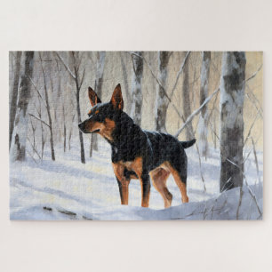 Miniatur Pinscher lassen es Schnee Weihnachten Puzzle