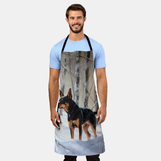 Miniatur Pinscher lassen es Schnee Weihnachten Schürze (Getragen)