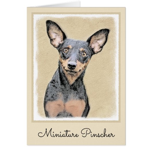 Miniatur Pinscher Malerei Niedlich Original Hunde  (Vorne)