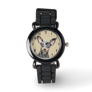 Miniatur Pinscher Malerei Niedlich Original Hunde Armbanduhr