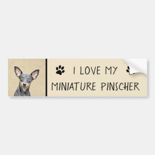 Miniatur Pinscher Malerei Niedlich Original Hunde  Autoaufkleber