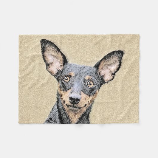 Miniatur Pinscher Malerei Niedlich Original Hunde Fleecedecke (Vorderseite (Horizontal))