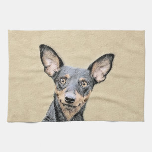 Miniatur Pinscher Malerei Niedlich Original Hunde  Geschirrtuch