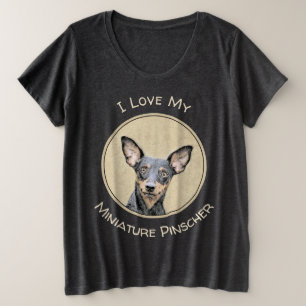 Miniatur Pinscher Malerei Niedlich Original Hunde Große Größe T-Shirt