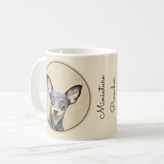 Miniatur Pinscher Malerei Niedlich Original Hunde Kaffeetasse (Vorderseite Links)