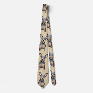 Miniatur Pinscher Malerei Niedlich Original Hunde  Krawatte