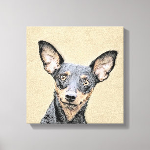 Miniatur Pinscher Malerei Niedlich Original Hunde  Leinwanddruck